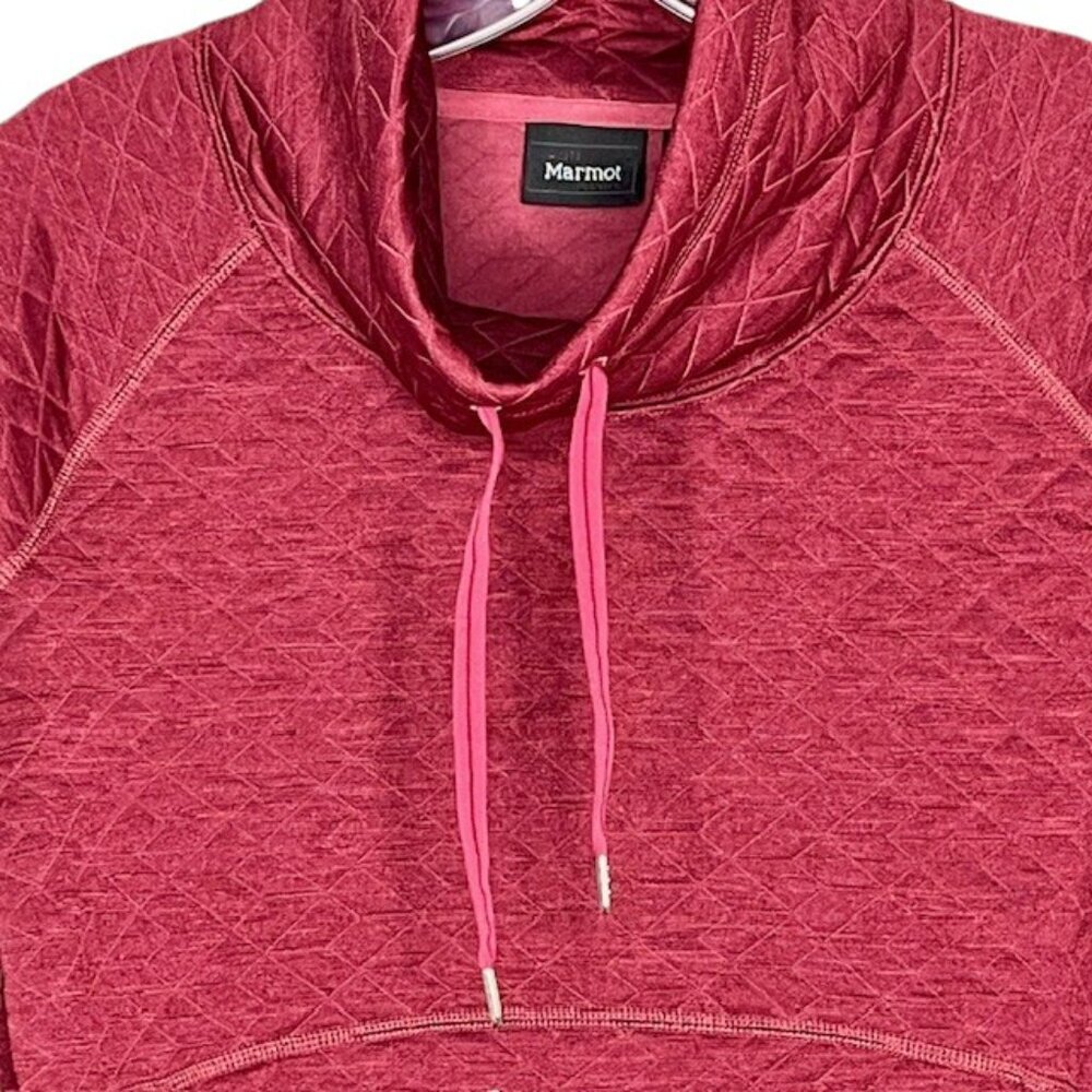 Marmot Annie Quilted Cowl Neck Kangaroo Pocket Pullover - Heathered Maroon - S - Picture 5 of 10